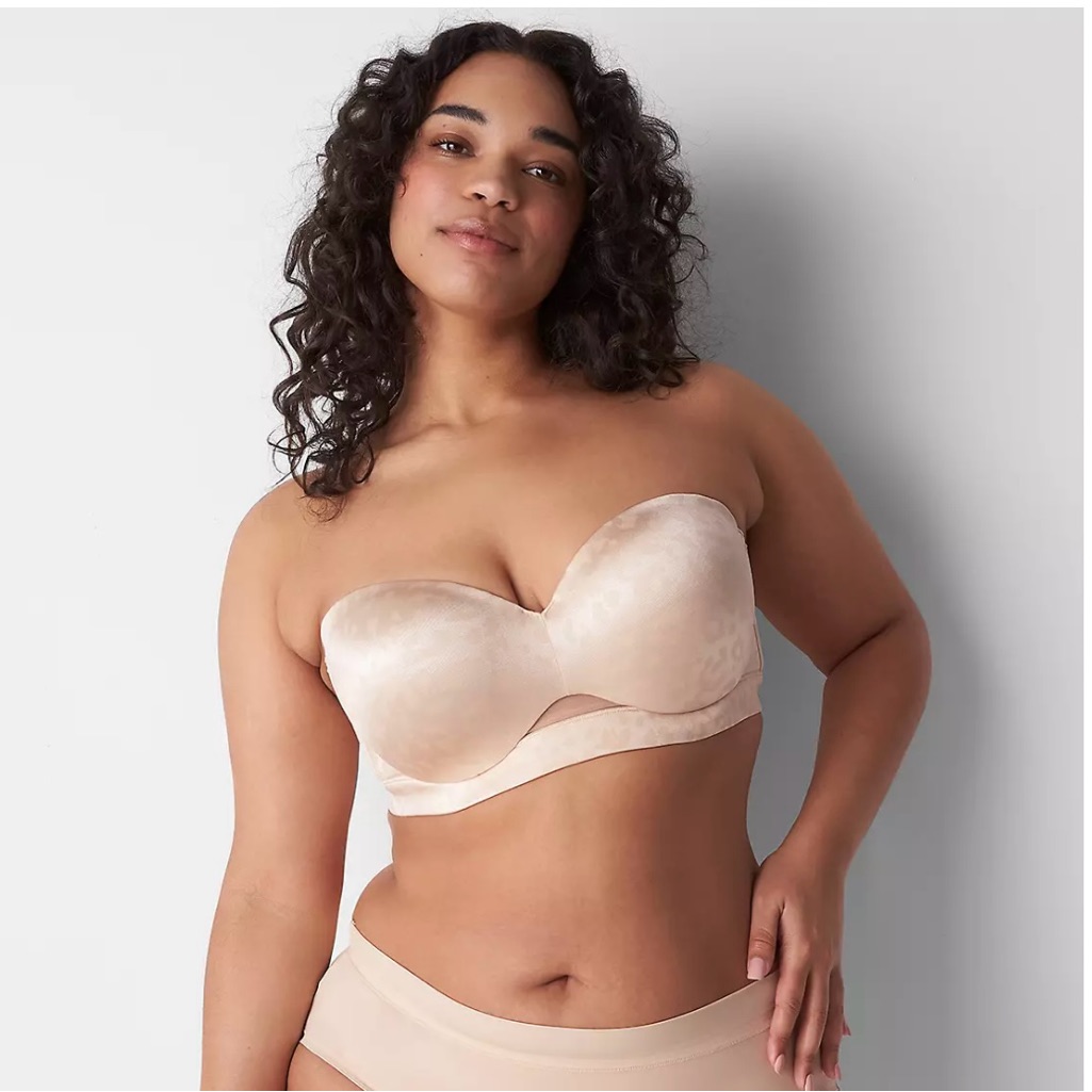 Cacique 42c Strapless Bra (Straps Included) Euc In Sand